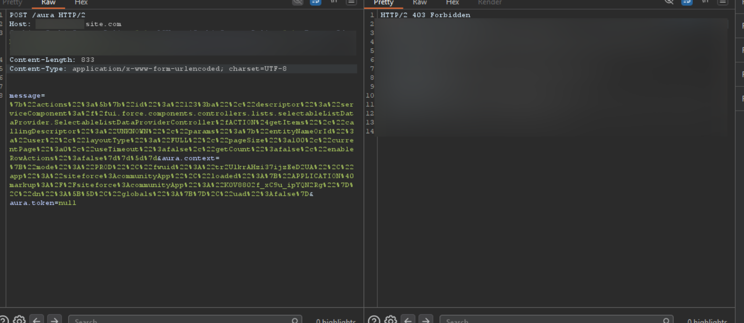 POST /aura request returning HTTP 403 Forbidden on the base domain